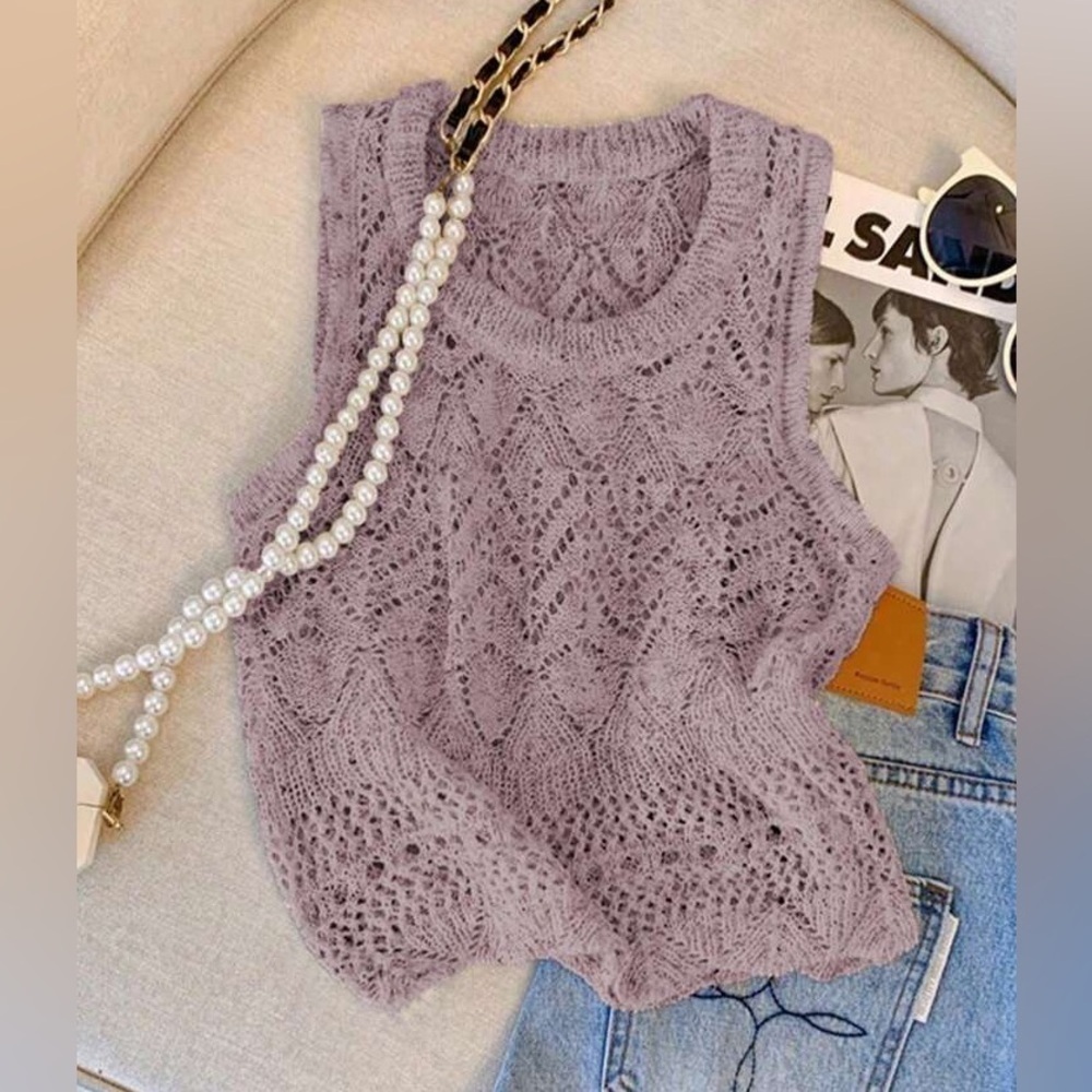 NEW Sheer Knit Sleeveless Tank Top